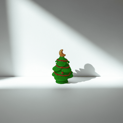 Diesen dekorativen Weihnachtsbaum gibt es in drei Ausführungen. Die Spitze gibt es als Herz, Stern oder Mond. Die Größe variiert je nach Ausführung, zwischen 3,6 cm und 4,2 cm. Der Christbaum ist für den Wichtel zum Weihnachtsfest unerlässlich. Also ein sehr wichtiges Wichteltür Zubehör.