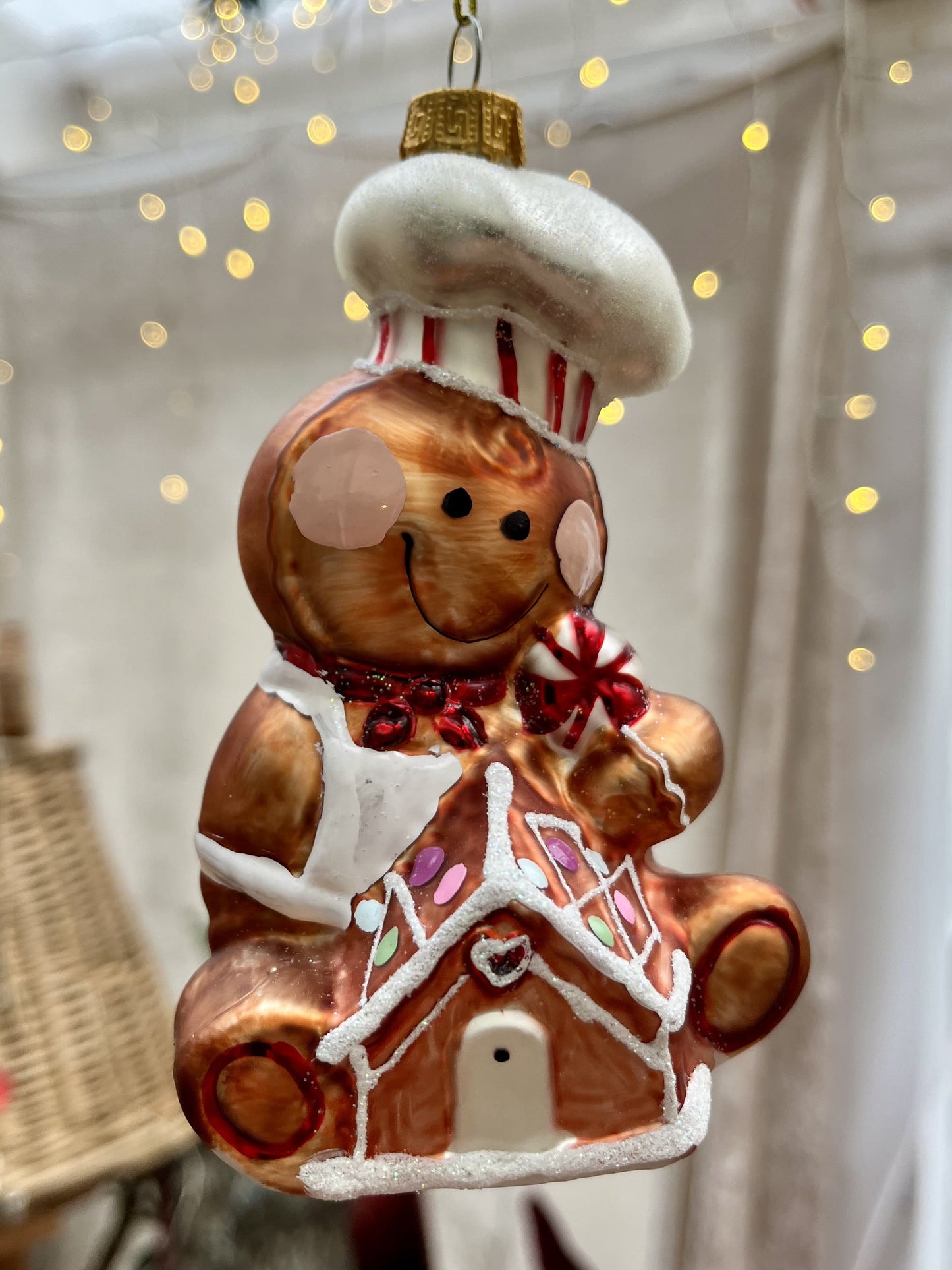 Christbaumkugel „Lebkuchenmann“ - ca. 9cm, Farbe bunt, Material Glas - Wer kann schon diesem Lächeln widerstehen