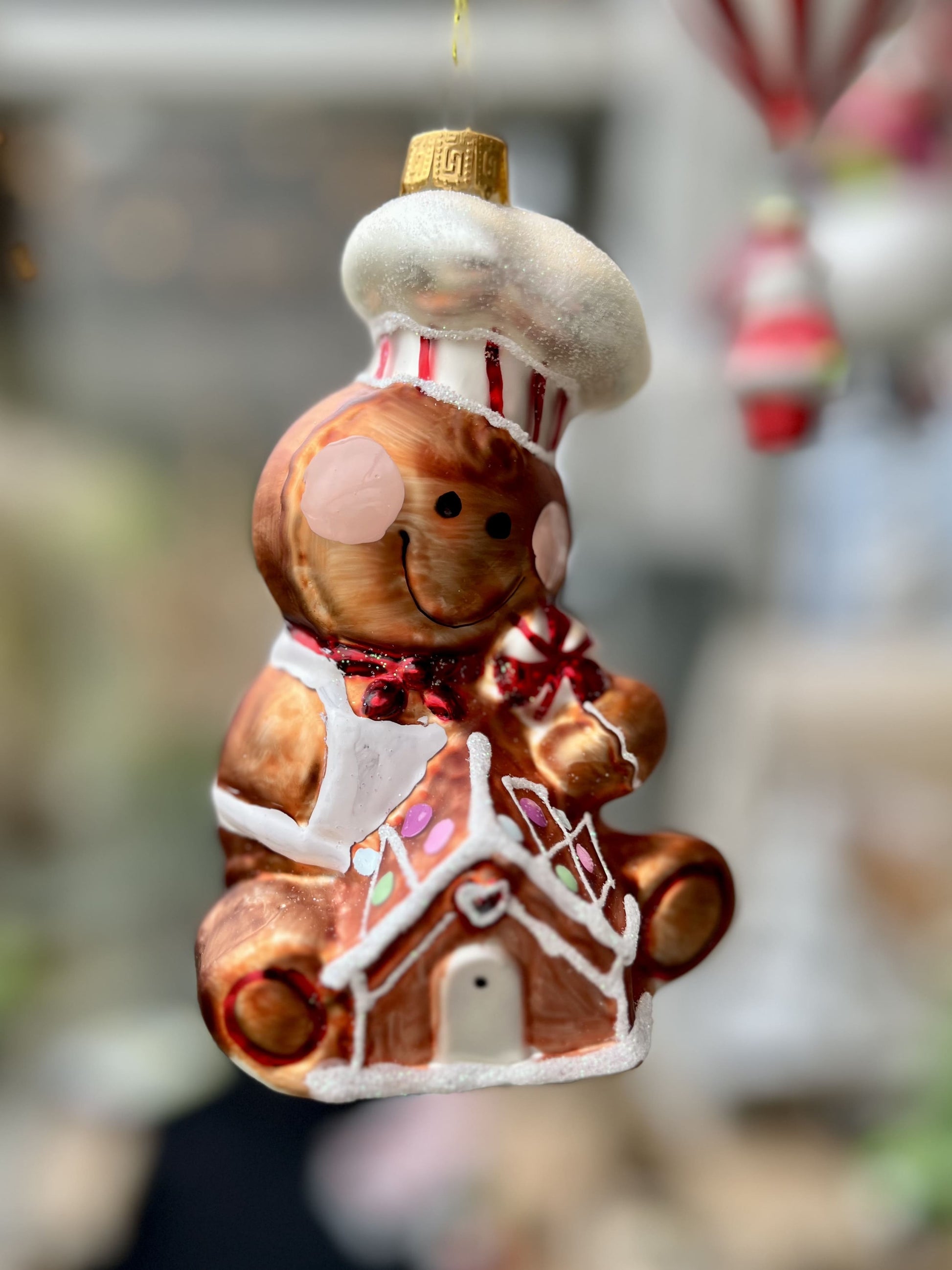 Christbaumkugel „Lebkuchenmann“ - ca. 9cm, Farbe bunt, Material Glas - Wer kann schon diesem Lächeln widerstehen