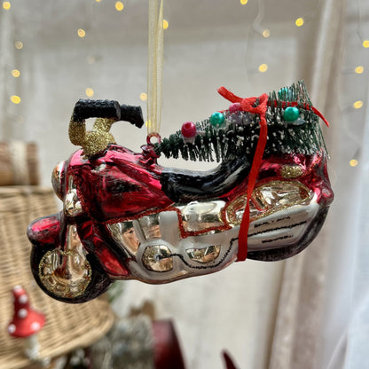 Christbaumkugel „Motorrad“ - Glas - ca. 9cm - Das perfekte Geschenk für jeden Motorradfan!
