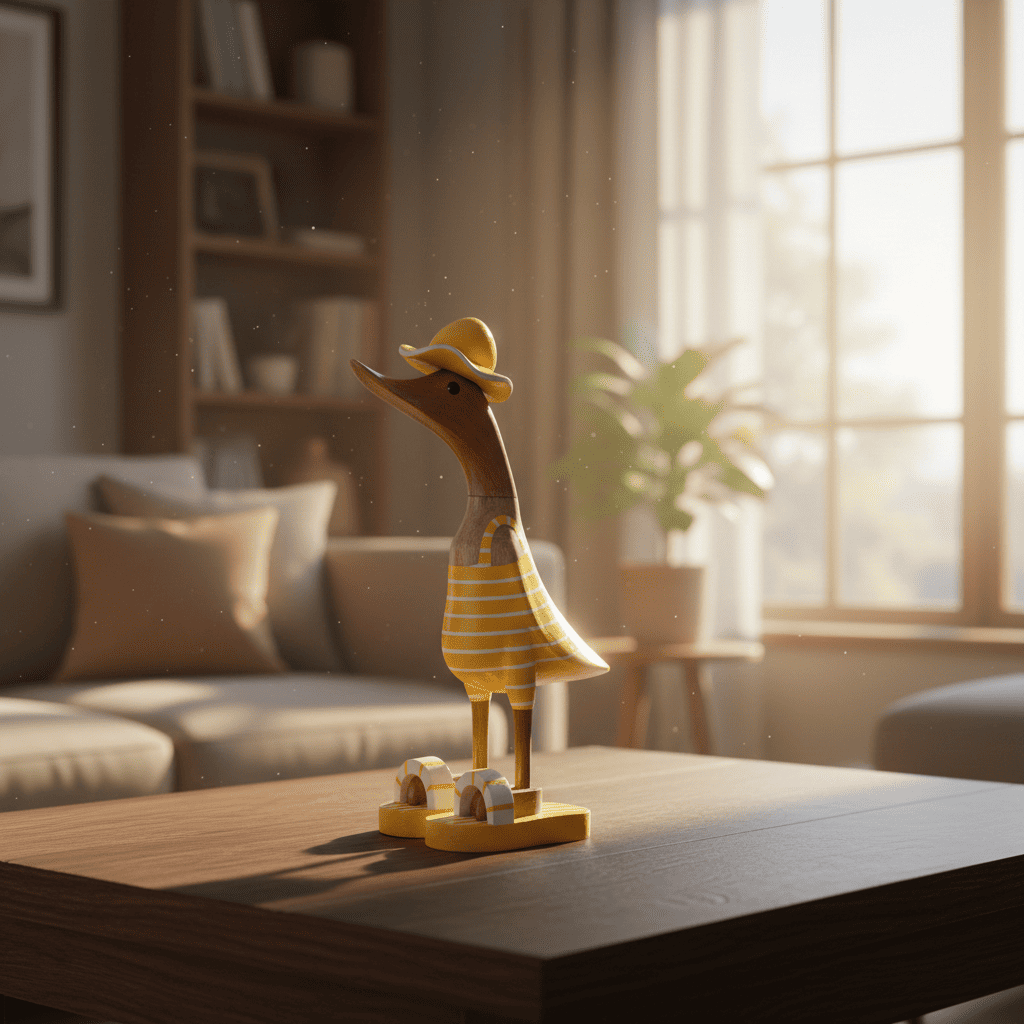 Bambusente im gelbem Badeanzug mit weißen Streifen, Sonnenhut und Flip Flops - Höhe ca. 25 cm. 
Wunderschöne Deko aus Bambuswurzel. Jedes Teil handgefertigt und ein Unikat. Ein Hingucker für Drinnen und Draußen. 
Bambusente mit Badeanzug, Sonnenhut und Flip Flops / gelb mit weißen Streifen - Farbe: natur / gelb / weiß - Material: Bambus - Maße: Höhe 25 cm - 
Ursprung: Indonesien