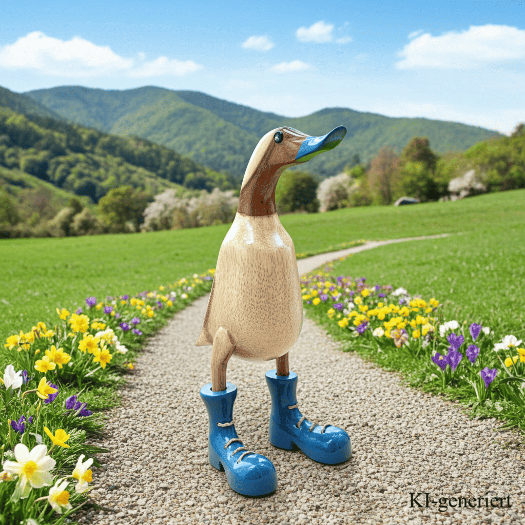 Ente aus Bambus mit grauen Stiefeln, grauen Schnabel und einer Höhe von 25 cm. Jedes Teil handgefertigt und ein Unikat. Ein wunderschöner Deko Hingucker für Drinnen und Draußen.
Zudem stehen die Enten aus Bambus für Familie, Treue & Liebe und Holz für Wachstum. So macht es sie dadurch auch zu einem bedeutungsvollen Geschenk für einen lieben Menschen.
Ente mit Stiefeln / grau
Farbe: natur / grau
Material: Bambus
Maße: Höhe 25 cm
Ursprung: Indonesien