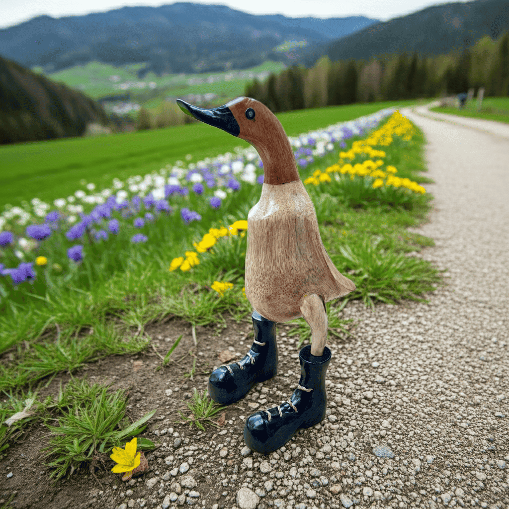 Ente aus Bambus mit schwarzen Stiefeln, schwarzem Schnabel und einer Höhe von 25 cm
Jedes Teil handgefertigt und ein Unikat. Ein Hingucker für Drinnen und Draußen.
stehen die Enten aus Bambus für Familie, Treue & Liebe und Holz für Wachstum. So macht es sie dadurch auch zu einem bedeutungsvollen Geschenk für einen lieben Menschen.
Ente mit Stiefeln / schwarz
Farbe: natur / schwarz
Material: Bambus / Holz
Maße: Höhe 25 cm
Ursprung: Indonesien