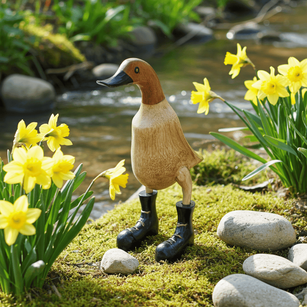 Ente aus Bambus mit schwarzen Stiefeln, schwarzem Schnabel und einer Höhe von 25 cm
Jedes Teil handgefertigt und ein Unikat. Ein Hingucker für Drinnen und Draußen.
stehen die Enten aus Bambus für Familie, Treue & Liebe und Holz für Wachstum. So macht es sie dadurch auch zu einem bedeutungsvollen Geschenk für einen lieben Menschen.
Ente mit Stiefeln / schwarz
Farbe: natur / schwarz
Material: Bambus / Holz
Maße: Höhe 25 cm
Ursprung: Indonesien