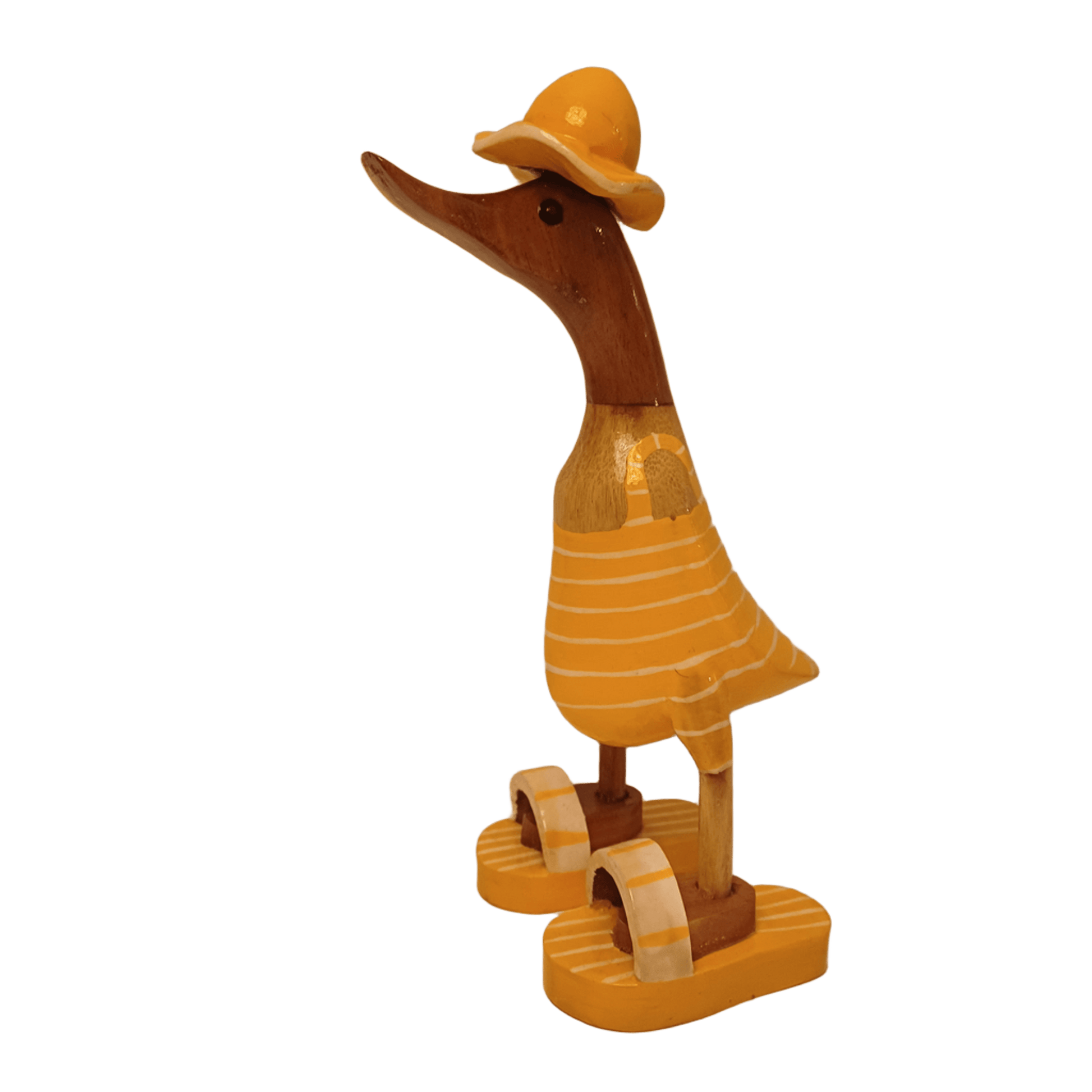 Bambusente im gelbem Badeanzug mit weißen Streifen, Sonnenhut und Flip Flops - Höhe ca. 25 cm. 
Wunderschöne Deko aus Bambuswurzel. Jedes Teil handgefertigt und ein Unikat. Ein Hingucker für Drinnen und Draußen. 
Bambusente mit Badeanzug, Sonnenhut und Flip Flops / gelb mit weißen Streifen - Farbe: natur / gelb / weiß - Material: Bambus - Maße: Höhe 25 cm - Ursprung: Indonesien. *