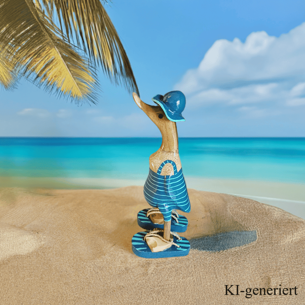 Ente aus Bambus - mit Badeanzug, Flip Flops und Sonnenhut in türkis / petrol und einer Höhe von 25 cm. Jedes Teil handgefertigt und ein Unikat. Ein Hingucker für Drinnen und Draußen.
Zudem stehen die Enten aus Bambus für Familie, Treue & Liebe und Holz für Wachstum. So macht es sie dadurch auch zu einem bedeutungsvollen Geschenk für einen lieben Menschen!
Farbe: natur / türkis / petrol
Material: Bambus / Holz
Maße: Höhe 25 cm
Ursprung: Indonesien