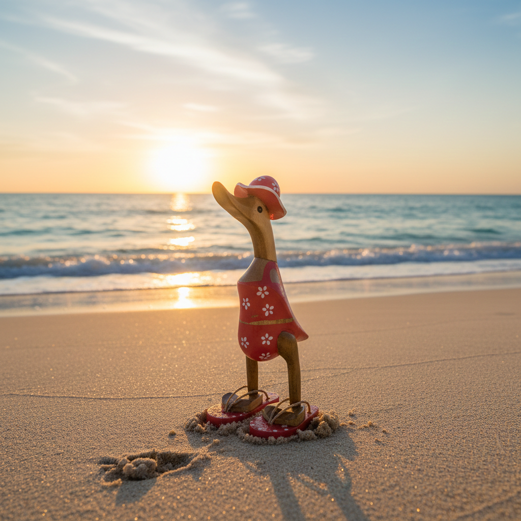 Ente aus Bambus im roten Blümchen Kleid, mit Flip Flops und Sonnenhut - Höhe ca. 25 cm. Wunderschöne Deko aus Bambuswurzel. Jedes Teil handgefertigt und ein Unikat. Ein Hingucker für Drinnen und Draußen. 
Ente im roten Blümchen Kleid mit Sonnenhut und Flip Flops - Farbe: natur / weiß / rot - Material: Bambus - Maße: Höhe 25 cm -Ursprung: Indonesien