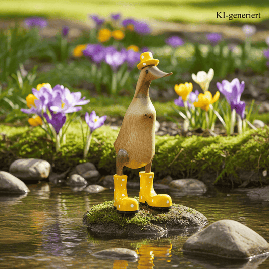 Ente aus Bambus mit gelben Stiefeln und Hut in einer Höhe von etwa 25 cm.
Jedes Teil handgefertigt und ein Unikat. Ein Deko Hingucker für Drinnen und Draußen.
Zudem stehen die Enten aus Bambus für Familie, Treue & Liebe und Holz für Wachstum. So macht es sie dadurch auch zu einem bedeutungsvollen Geschenk für einen lieben Menschen.
Ente mit Stiefeln + Hut / gelb
Farbe: natur / gelb
Material: Bambus / Holz
Maße: Höhe ca. 25 cm
Ursprung: Indonesien