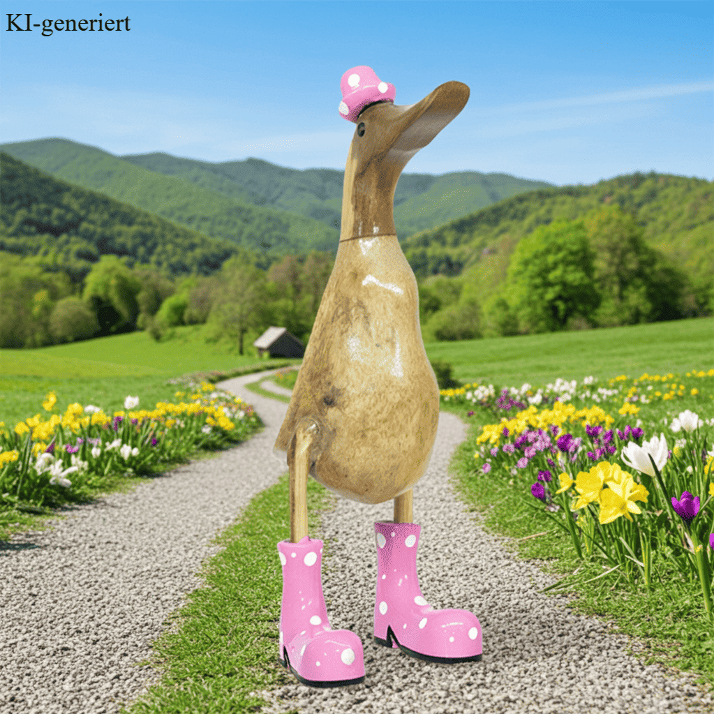 Ente aus Bambus mit rosa Stiefeln und Hut in einer Höhe von 25 cm.
Wunderschöne Deko aus Bambuswurzel. Jedes Teil handgefertigt und ein Unikat. Ein Hingucker für Drinnen und Draußen.
Zudem stehen die Enten aus Bambus für Familie, Treue & Liebe und Holz für Wachstum. So macht es sie dadurch auch zu einem bedeutungsvollen Geschenk für einen lieben Menschen.
Ente mit Stiefeln + Hut / rosa
Farbe: natur / rosa
Material: Bambus, Holz
Maße: Höhe 25 cm
Ursprung: Indonesien