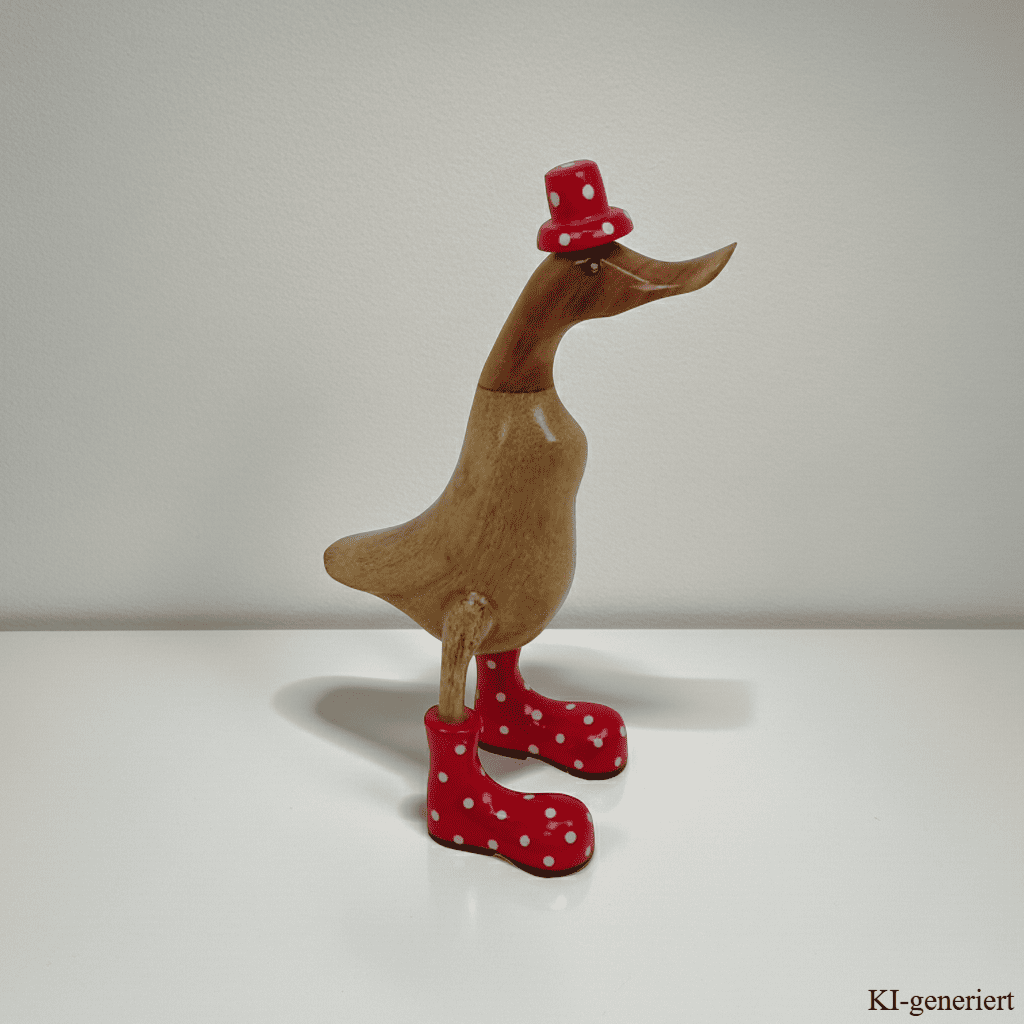 Bambusente mit Hut und Stiefeln in rot - Höhe 40 cm. Jedes Teil handgefertigt und ein Unikat. Ein Deko Hingucker für Drinnen und Draußen. Zudem stehen die Enten aus Bambus für Familie, Treue & Liebe und Holz für Wachstum. So macht es sie dadurch auch zu einem bedeutungsvollen Geschenk für einen lieben Menschen. 
Maße: H ca. 40 cm
Material: Bambus, Holz
Farbe: natur / rot
Ursprung: Indonesien