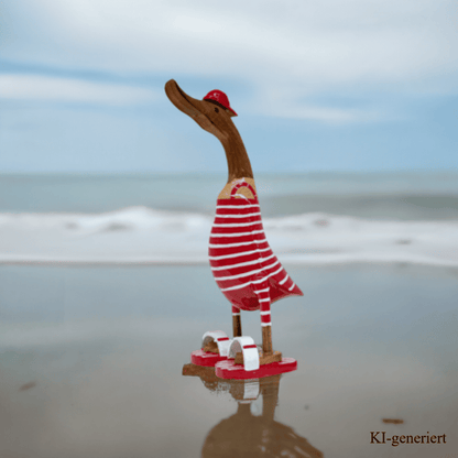 Ente aus Bambus - Badefreund - mit roten Flip Flops und Cap und einer Höhe von ca. 40 cm
Wunderschöne Deko aus Bambuswurzel. Jedes Teil handgefertigt und ein Unikat. Ein Hingucker für Drinnen und Draußen.
Zudem stehen die Enten aus Bambus für Treue, Harmonie und Familie. So macht es sie auch zu einem bedeutungsvollen Geschenk.
Ente mit Flip Flops und Cap / rot - weiß
Farbe: natur / rot - weiß
Material: Bambus
Maße: Höhe ca 40 cm
Ursprung: Indonesien