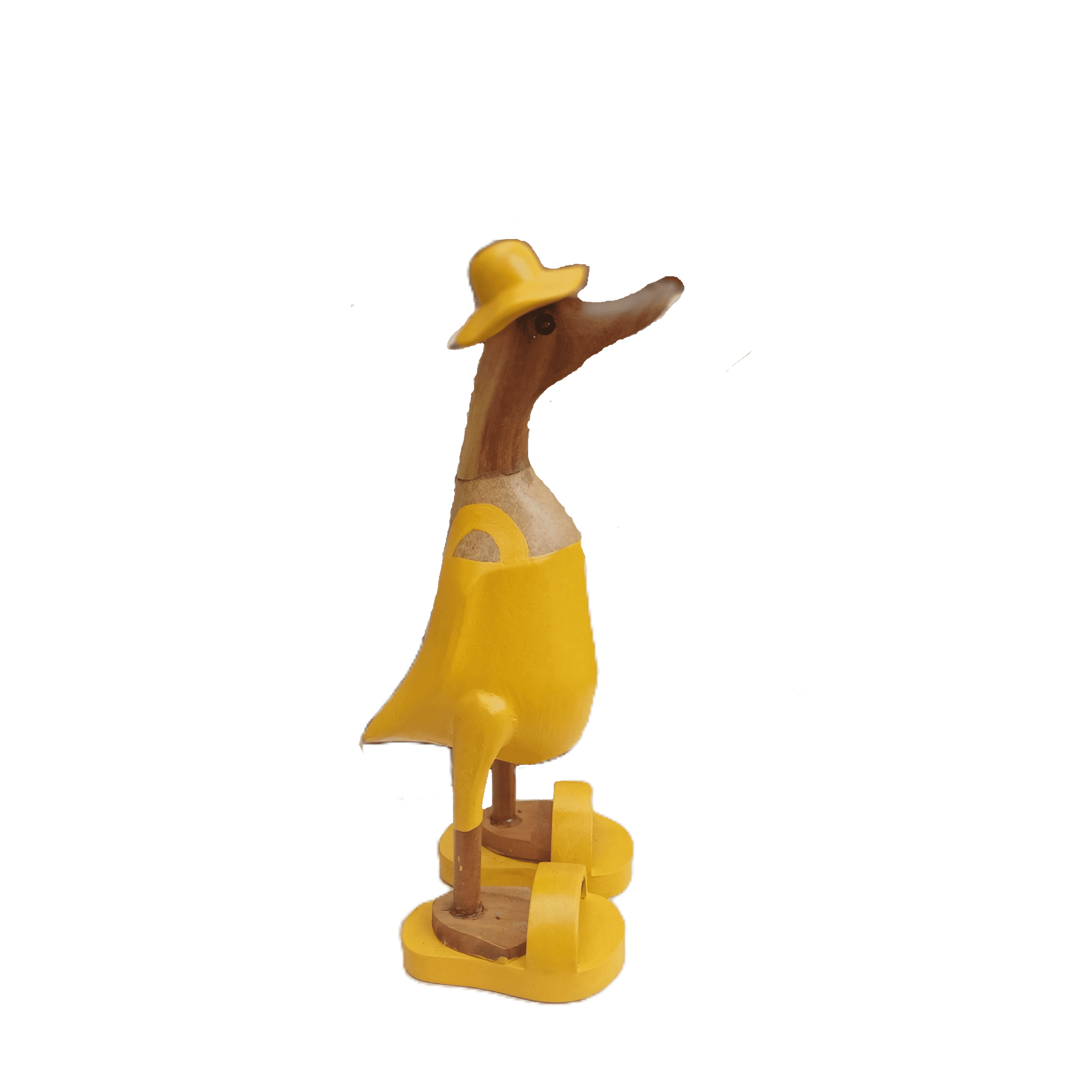 Ente aus Bambus mit Badeanzug und Sonnenhut und Badelatschen in Gelb. Höhe ca. 25 cm.
Wunderschöne Deko aus Bambuswurzel. Jedes Teil handgefertigt und ein Unikat. Ein Hingucker für Drinnen und Draußen.
Ente mit Badeanzug, Sonnenhut und Badelatschen in Gelb
Farbe: natur / gelb
Material: Bambus
Maße: Höhe 25 cm
Ursprung: Indonesien
