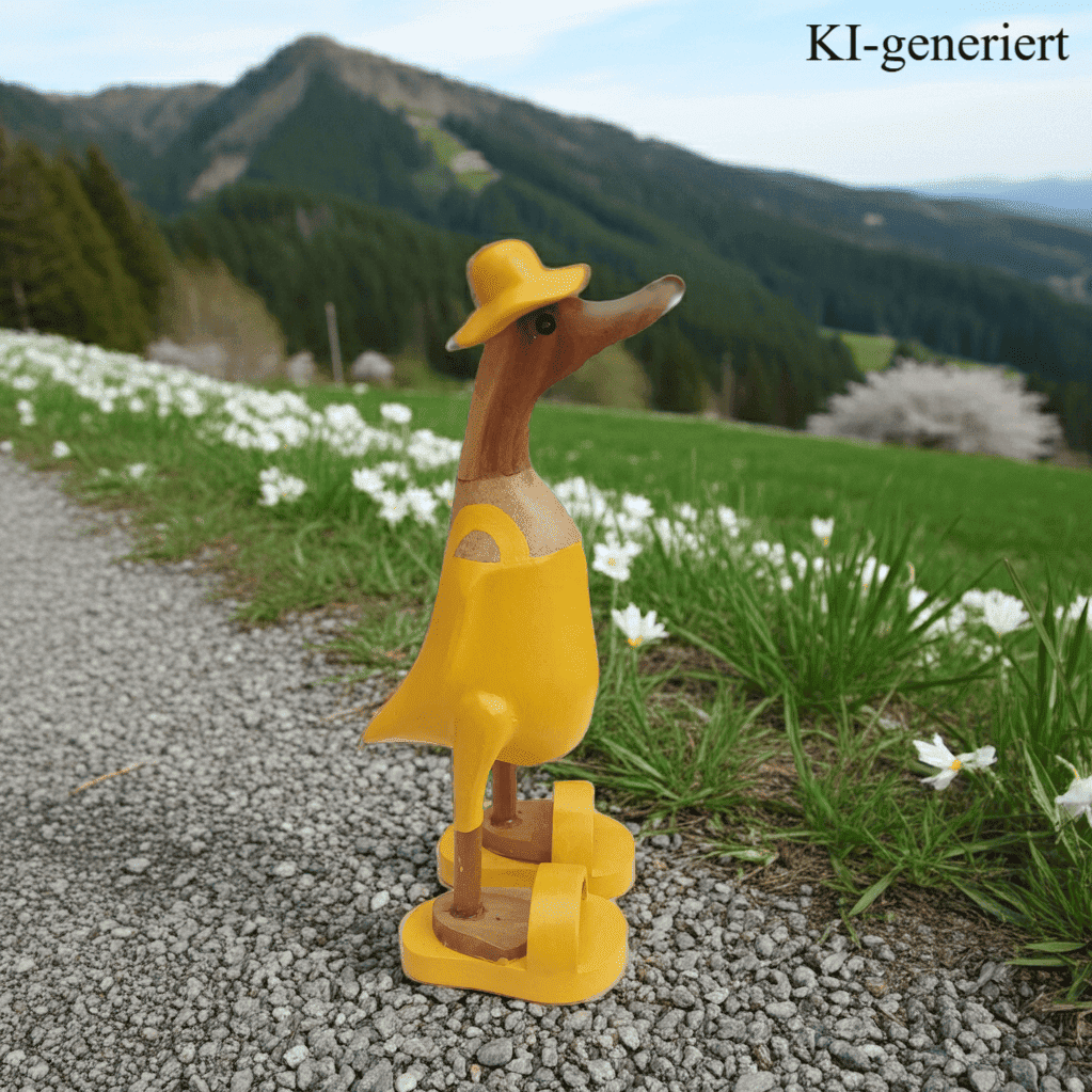 Ente aus Bambus mit Badeanzug und Sonnenhut und Badelatschen in Gelb. Höhe ca. 25 cm.
Wunderschöne Deko aus Bambuswurzel. Jedes Teil handgefertigt und ein Unikat. Ein Hingucker für Drinnen und Draußen.
Ente mit Badeanzug, Sonnenhut und Badelatschen in Gelb
Farbe: natur / gelb
Material: Bambus
Maße: Höhe 25 cm
Ursprung: Indonesien
Bild ist KI-generiert