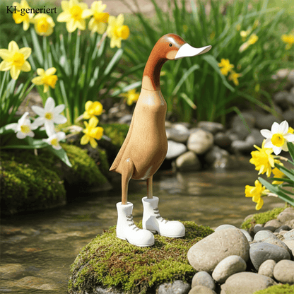 Bambus Dekoente mit weißen Stiefeln, weißem Schnabel und einer Höhe von ca 40 cm. Jedes Teil handgefertigt und ein Unikat. Ein Deko Hingucker für Drinnen und Draußen. Zudem stehen die Enten aus Bambus für Familie, Treue & Liebe und Holz für Wachstum. So macht es sie dadurch auch zu einem bedeutungsvollen Geschenk für einen lieben Menschen.
Ente mit Stiefeln / weiß
Farbe: natur / weiß
Material: Bambus, Holz
Maße: Höhe ca 40 cm
Ursprung: Indonesien