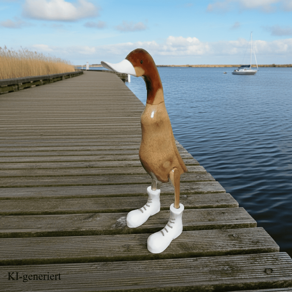 Bambus Dekoente mit weißen Stiefeln, weißem Schnabel und einer Höhe von ca 40 cm. Jedes Teil handgefertigt und ein Unikat. Ein Deko Hingucker für Drinnen und Draußen. Zudem stehen die Enten aus Bambus für Familie, Treue & Liebe und Holz für Wachstum. So macht es sie dadurch auch zu einem bedeutungsvollen Geschenk für einen lieben Menschen.
Ente mit Stiefeln / weiß
Farbe: natur / weiß
Material: Bambus, Holz
Maße: Höhe ca 40 cm
Ursprung: Indonesien