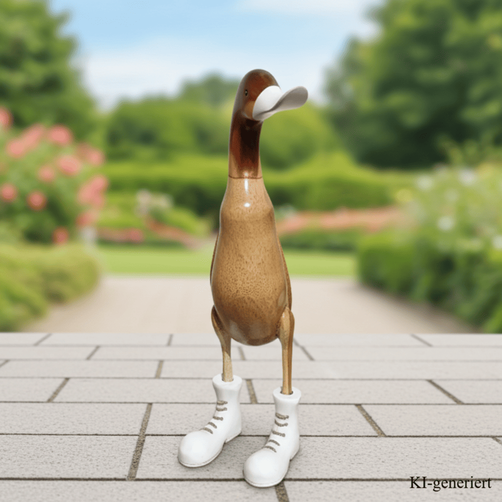 Bambus Dekoente mit weißen Stiefeln, weißem Schnabel und einer Höhe von ca 40 cm. Jedes Teil handgefertigt und ein Unikat. Ein Deko Hingucker für Drinnen und Draußen. Zudem stehen die Enten aus Bambus für Familie, Treue & Liebe und Holz für Wachstum. So macht es sie dadurch auch zu einem bedeutungsvollen Geschenk für einen lieben Menschen.
Ente mit Stiefeln / weiß
Farbe: natur / weiß
Material: Bambus, Holz
Maße: Höhe ca 40 cm
Ursprung: Indonesien