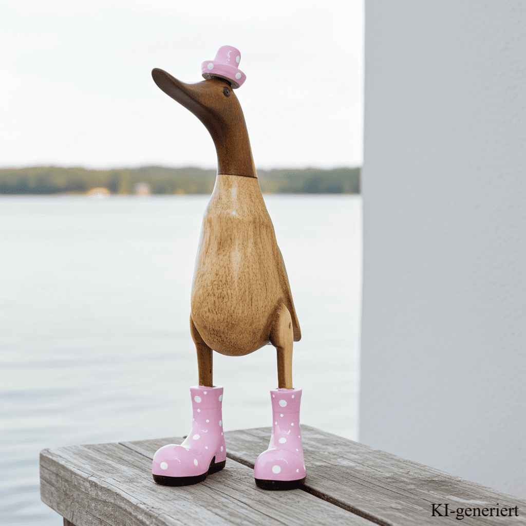 Holz Ente mit Hut und Stiefeln in rosa - Höhe ca. 40 cm. Jedes Teil handgefertigt und ein Unikat. Die Bambusenten sind ein Deko Hingucker für Drinnen und Draußen. Zudem stehen die Enten aus Bambus für Familie, Treue & Liebe und Holz für Wachstum. So macht es sie dadurch auch zu einem bedeutungsvollen Geschenk für einen lieben Menschen.
Maße: H ca. 40 cm
Material: Bambus, Holz
Farbe: natur / rosa
Ursprung: Indonesien