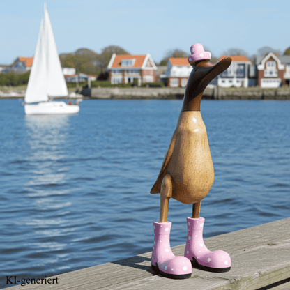 Holz Ente mit Hut und Stiefeln in rosa - Höhe ca. 40 cm. Jedes Teil handgefertigt und ein Unikat. Die Bambusenten sind ein Deko Hingucker für Drinnen und Draußen. Zudem stehen die Enten aus Bambus für Familie, Treue & Liebe und Holz für Wachstum. So macht es sie dadurch auch zu einem bedeutungsvollen Geschenk für einen lieben Menschen.
Maße: H ca. 40 cm
Material: Bambus, Holz
Farbe: natur / rosa
Ursprung: Indonesien
