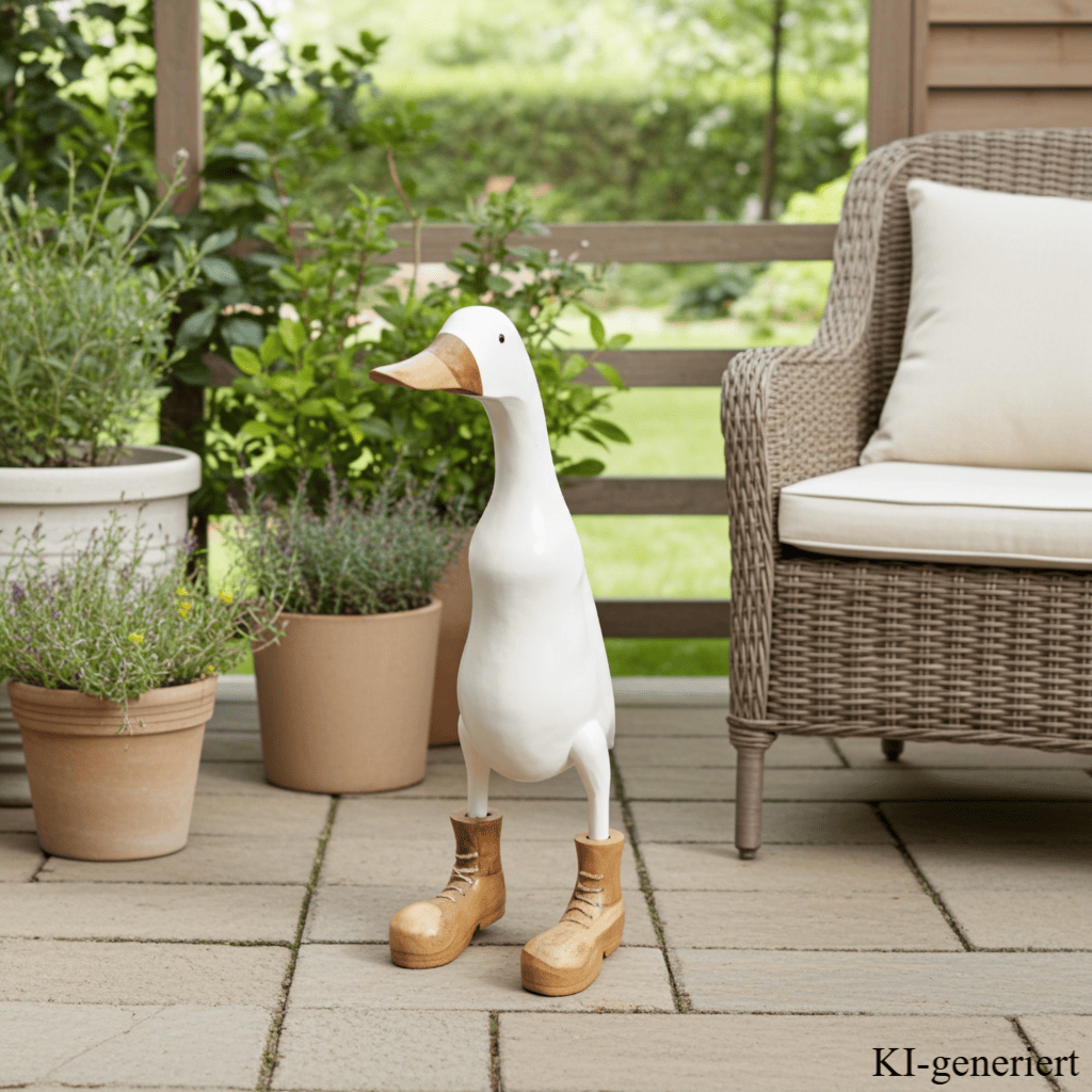 Ente aus Bambus in weiß mit braunen Stiefeln, braunem Schnabel mit einer Höhe von ca 40 cm.Jedes Teil handgefertigt und ein Unikat. Ein Deko Hingucker für Drinnen und Draußen.
Zudem stehen die Enten aus Bambus für Familie, Treue & Liebe und Holz für Wachstum. So macht es sie dadurch auch zu einem bedeutungsvollen Geschenk für einen lieben Menschen.
Ente mit Stiefeln / weiß - braun
Farbe: weiß / braun
Material: Bambus, Holz
Maße: Höhe ca 40 cm
Ursprung: Indonesien