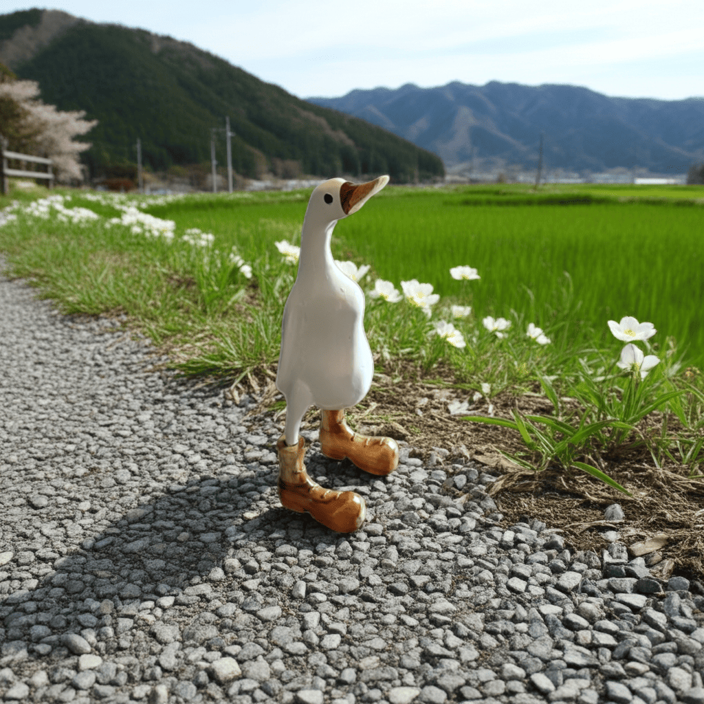 Ente aus Bambus in weiß mit braunen Stiefeln, braunem Schnabel mit einer Höhe von ca 25 cm. Wunderschöne Deko aus Bambuswurzel. Jedes Teil handgefertigt und ein Unikat. Ein Hingucker für Drinnen und Draußen.
