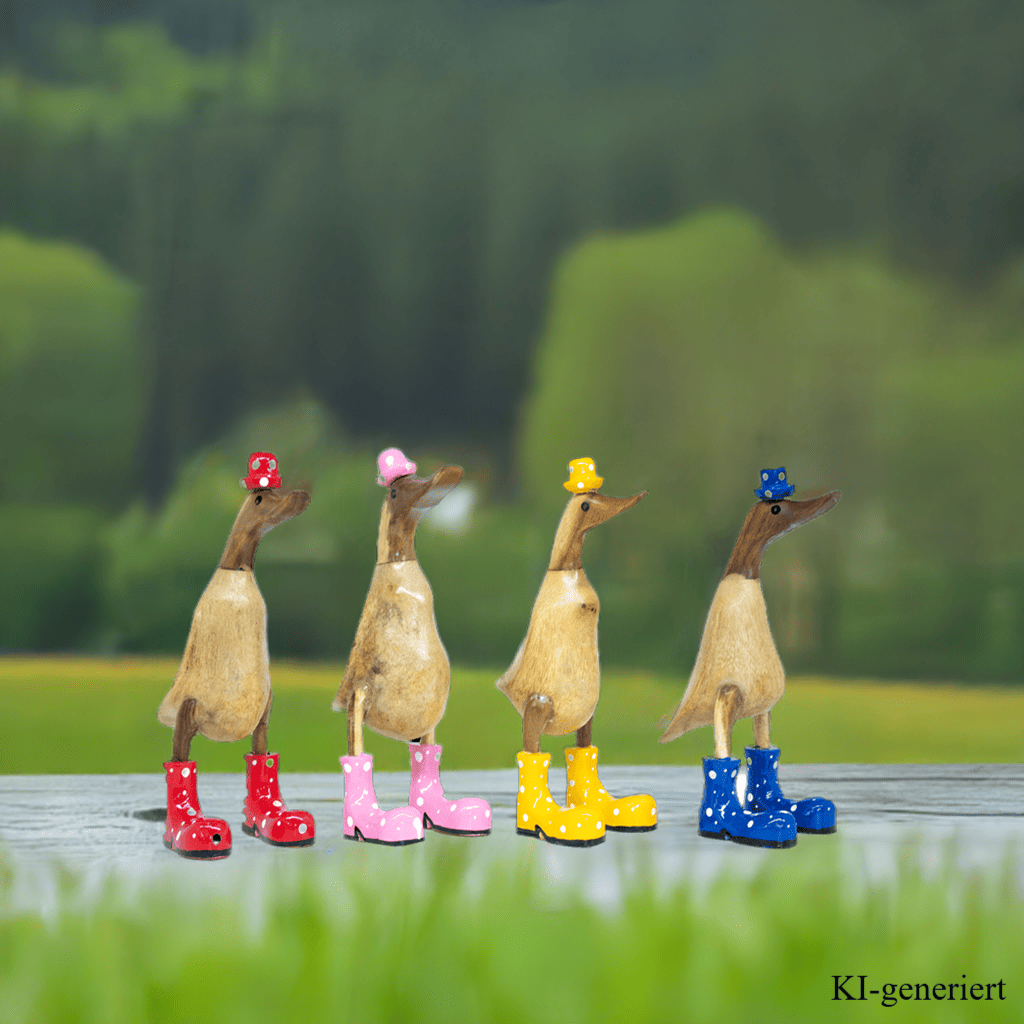 Ente aus Bambus mit gelben Stiefeln und Hut in einer Höhe von etwa 25 cm.
Jedes Teil handgefertigt und ein Unikat. Ein Deko Hingucker für Drinnen und Draußen.
Zudem stehen die Enten aus Bambus für Familie, Treue & Liebe und Holz für Wachstum. So macht es sie dadurch auch zu einem bedeutungsvollen Geschenk für einen lieben Menschen.
Ente mit Stiefeln + Hut / gelb
Farbe: natur / gelb
Material: Bambus / Holz
Maße: Höhe ca. 25 cm
Ursprung: Indonesien