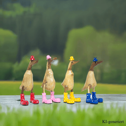 Ente aus Bambus mit gelben Stiefeln und Hut in einer Höhe von etwa 25 cm.
Jedes Teil handgefertigt und ein Unikat. Ein Deko Hingucker für Drinnen und Draußen.
Zudem stehen die Enten aus Bambus für Familie, Treue & Liebe und Holz für Wachstum. So macht es sie dadurch auch zu einem bedeutungsvollen Geschenk für einen lieben Menschen.
Ente mit Stiefeln + Hut / gelb
Farbe: natur / gelb
Material: Bambus / Holz
Maße: Höhe ca. 25 cm
Ursprung: Indonesien