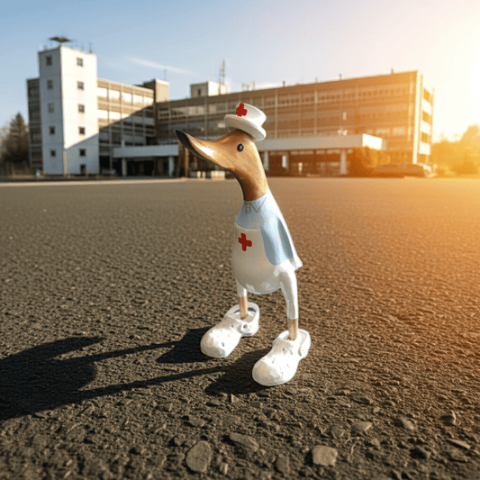 Ente Krankenschwester in weiß - Höhe ca. 25 cm. Wunderschöne Deko aus Bambuswurzel. Jedes Teil handgefertigt und ein Unikat aus Bali. Ein Hingucker für Drinnen und Draußen.
