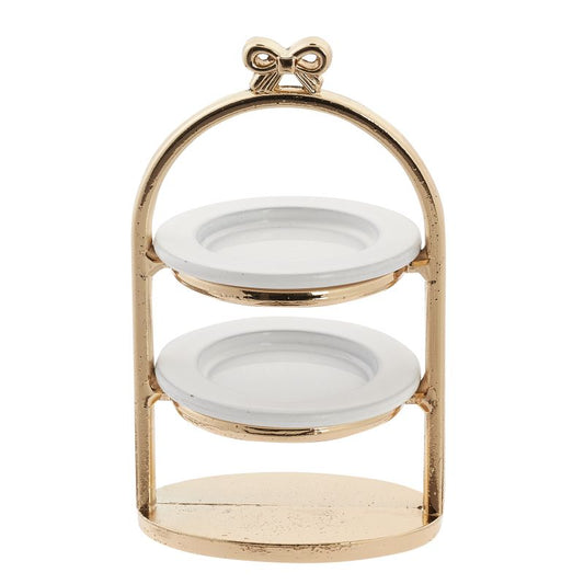 Etagere mit 2 Tellern zum herausnehmen als Wichteltür Zubehör -  Maße ca. 3,0 x 5,0 cm