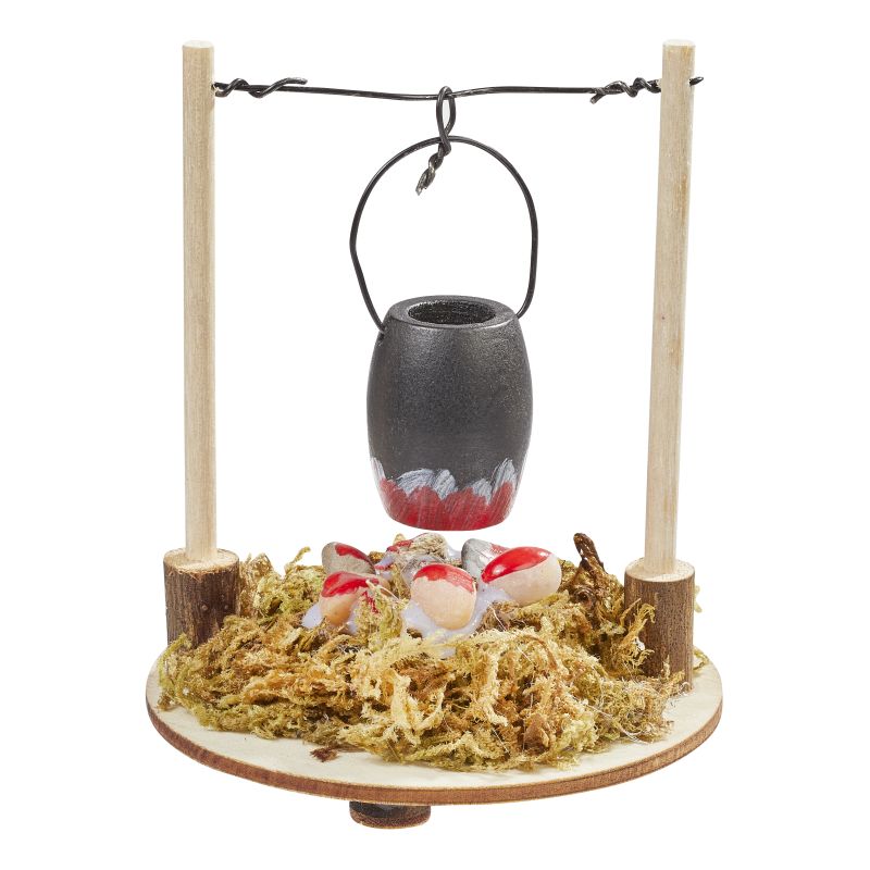 Feuerstelle + Kochtopf mit Beleuchtung als Dekoratives Zubehör für die Wichteltür