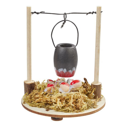 Feuerstelle + Kochtopf mit Beleuchtung als Dekoratives Zubehör für die Wichteltür