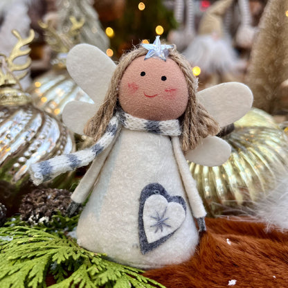 Filzengel mit Sternenkranz - weiß oder grau - ca. 10 cm - S´Wichtal