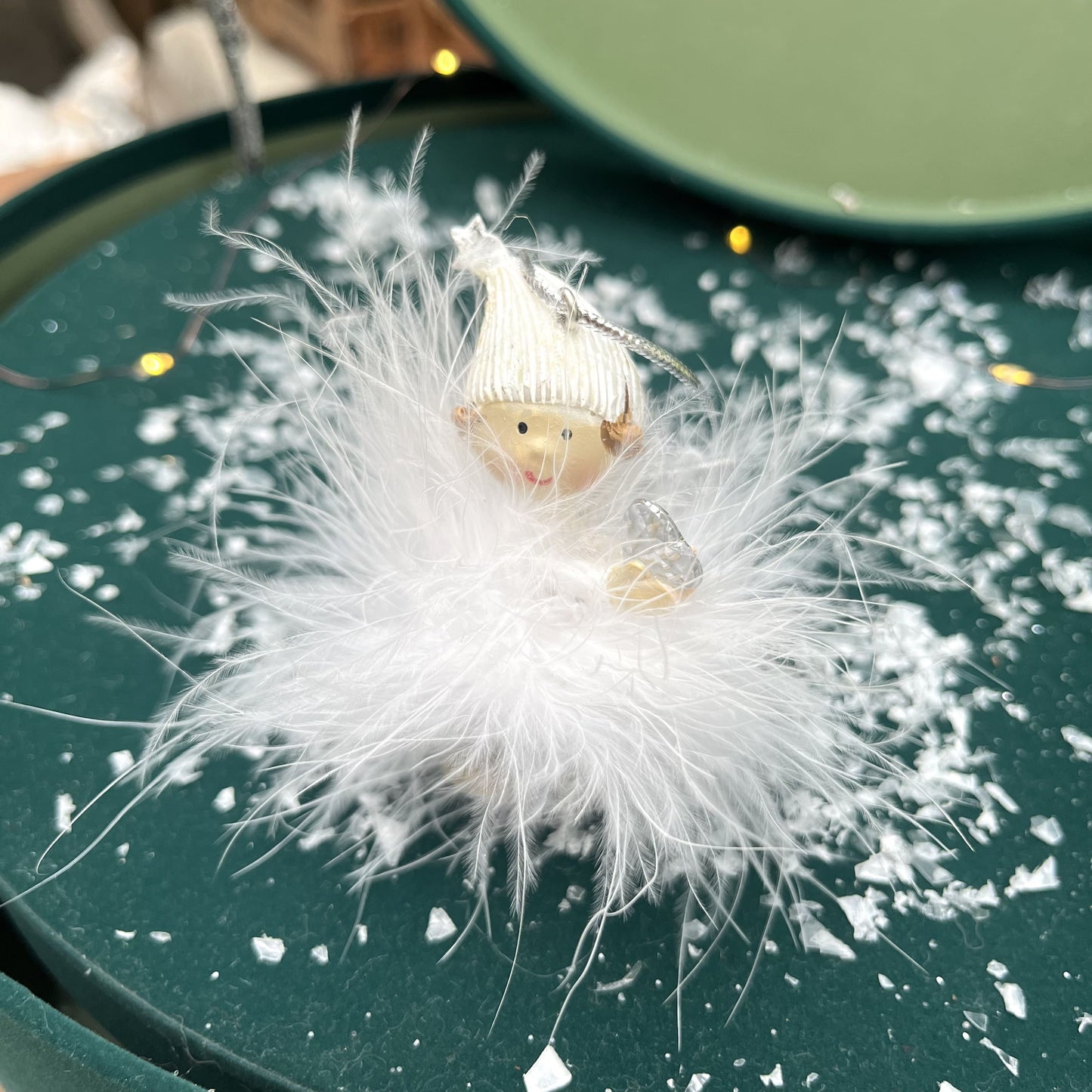 Dekohänger „Federengel mit Herz“ - weiß-silber - 2 Varianten