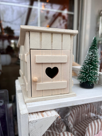 Toilettenhäuschen aus Holz - 8 x 10 x 6,5 cm - Zubehör Wichteltür