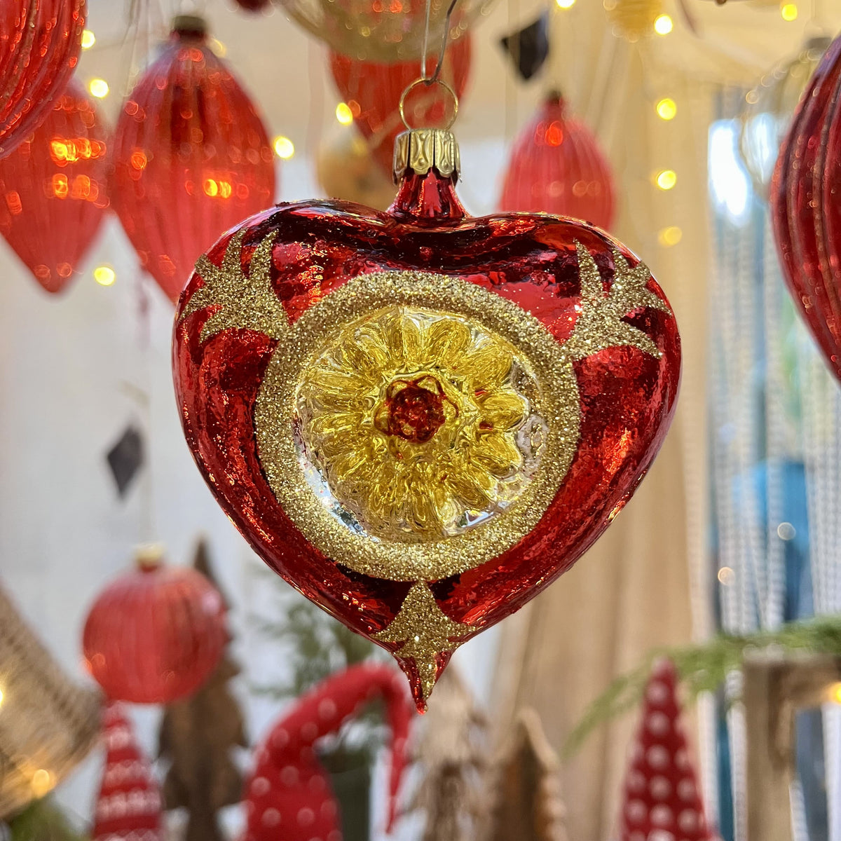 Lauscha Christbaumschmuck - Reflexherz - Glas
