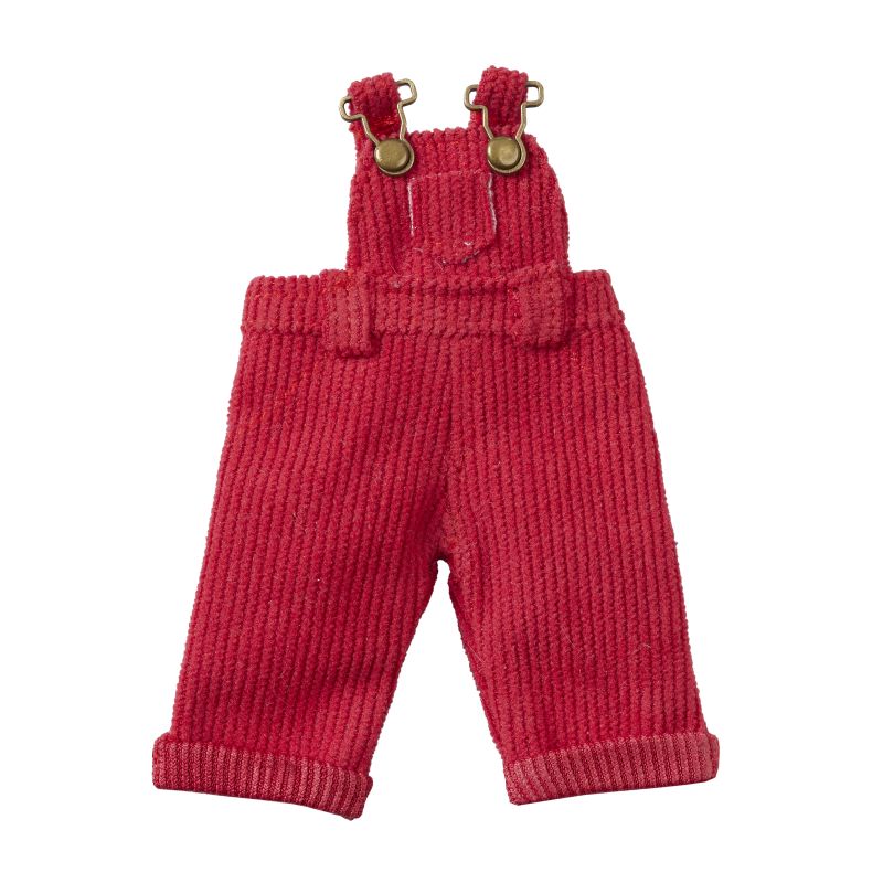 Rote Cord Latzhose als Wichteltür Zubehör - Maße 8,5 x 4 cm