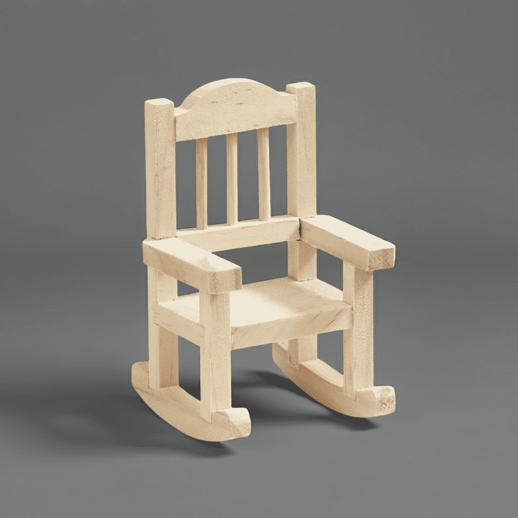 Schaukelstuhl - Holz - 3,5 x 3,5 x 7,0 cm - Wichteltür Zubehör