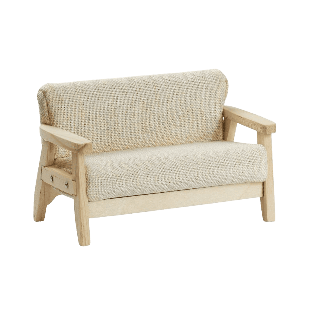 Modernes Sofa in creme als Zubehör für die Wichteltür. Es kann passend mit dem Sofa Tisch kombiniert werden.
Maße: ca. L 8,5 x B 4,8 x H 5,5 cm
Material: Holz, Stoff
Farbe: creme, natur
Lieferumfang: 1 Sofa