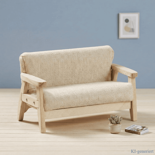 Modernes Sofa in creme als Zubehör für die Wichteltür. Es kann passend mit dem Sofa Tisch kombiniert werden.
Maße: ca. L 8,5 x B 4,8 x H 5,5 cm
Material: Holz, Stoff
Farbe: creme, natur
Lieferumfang: 1 Sofa