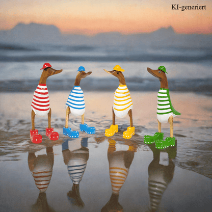 Bambusente als Strandente mit gelben Schuhen und Cap in einer Höhe von 25 cm.
Wunderschöne Deko aus Bambuswurzel. Jedes Teil handgefertigt und ein Unikat. Ein Hingucker für Drinnen und Draußen.
Zudem stehen die Enten aus Bambus für Familie, Treue & Liebe und Holz für Wachstum. So macht es sie dadurch auch zu einem bedeutungsvollen Geschenk für einen lieben Menschen.
