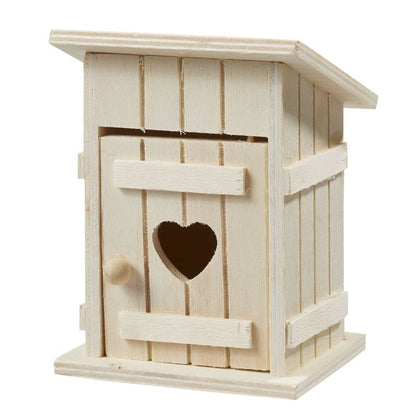 Toilettenhäuschen aus Holz als Zubehör für die Wichteltür - Maße 8 x 10 x 6,5 cm