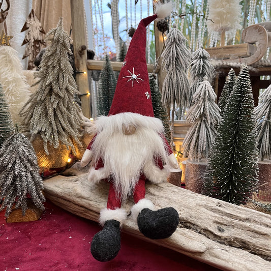Wichtel Kantenhocker Santa - Nikolaus - Der Wichtel besteht aus einem strapazierfähigen Polyesterfilzmaterial, einer Holznase und Straßsteinen auf der Mütze