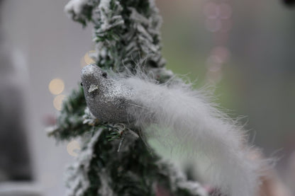 Vogel - silber - weiße Federn - ca. 17 cm - S´Wichtal - Bernd Borowicz