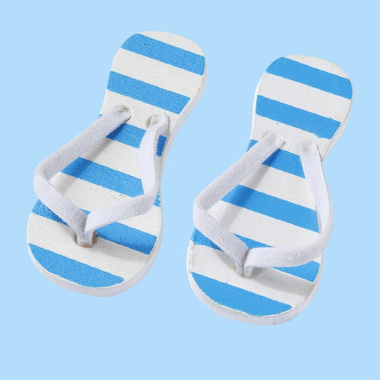 Flip Flops - Holz - blau gestreift - L 4,5 cm - Wichteltür Zubehör - Wichteltüren - s'Wichtal - Bernd Borowicz