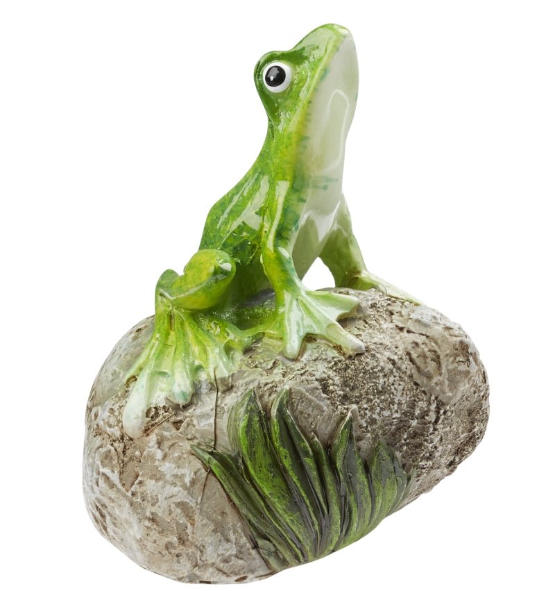 Frosch auf Stein - grün - grau - Wichtelwelt - Miniatur - Dekoration - s´Wichtal