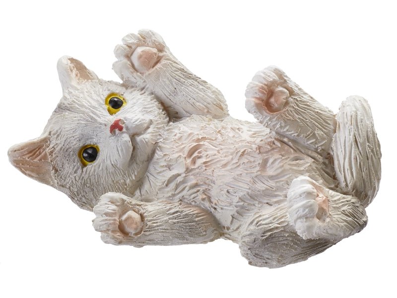 Katze - liegend - grau - L ca 4,5 cm - Wichtelwelt - Dekoration - Miniatur - s´Wichtal