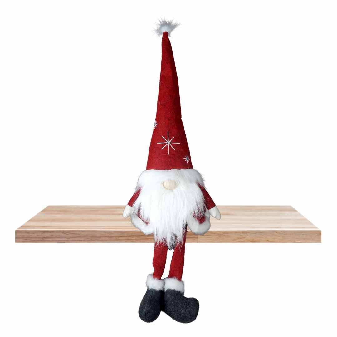 Wichtel Santa Nikolaus aus strapazierfähigem Polyesterfilzmaterial und Holznase. Länge mit Beinen ca 85 cm