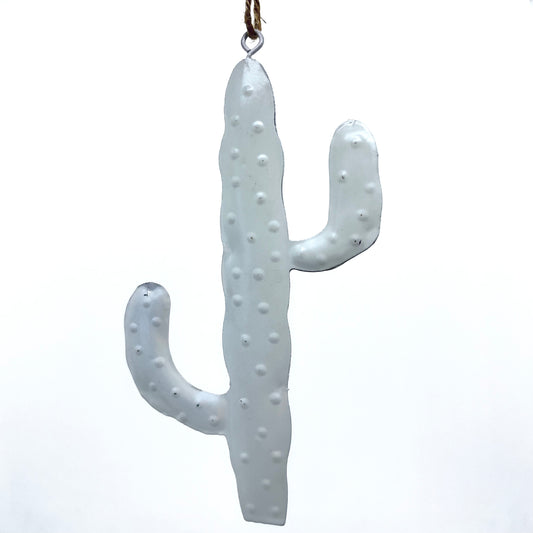 Kaktus - Metall - weiß - zum Hängen - L 8,5 cm x H 13,5 cm