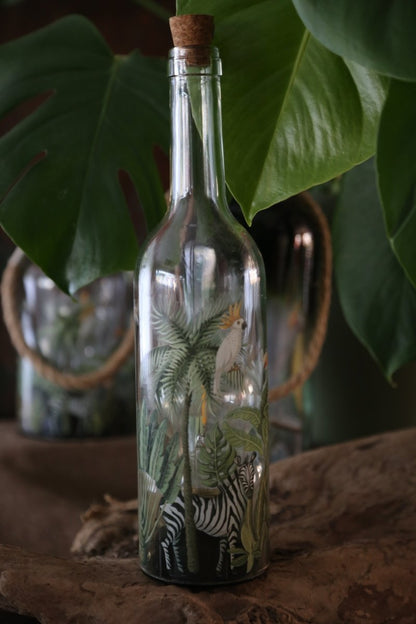 Laterne - Glühbirne in der Flasche - Dschungel - B 7 cm x H 30 cm - S´Wichtal