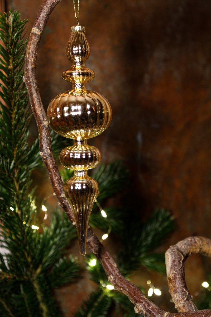 Ornament - gold - Glas - zum Hängen - 3-teiliges Set - D 6 cm / H 28 cm - S´Wichtal - Bernd Borowicz