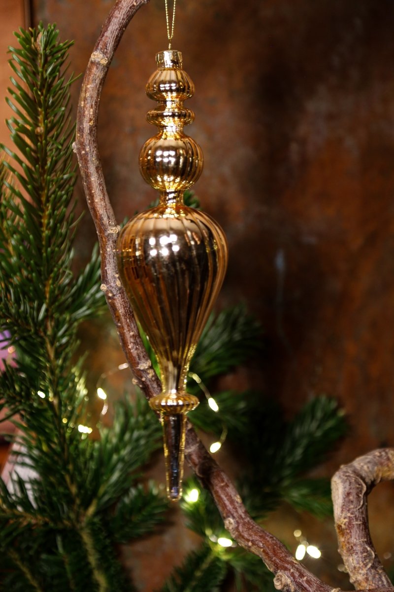 Ornament - gold - Glas - zum Hängen - 3-teiliges Set - D 6 cm / H 28 cm - S´Wichtal - Bernd Borowicz